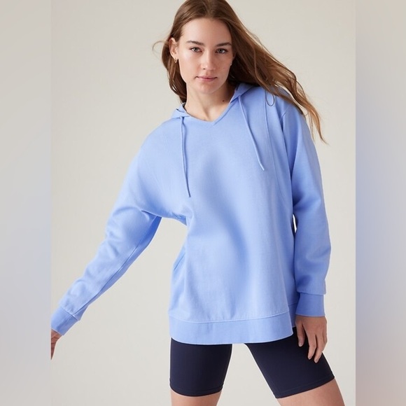 Athleta Tops - ATHLETA SUNDOWN HOODIE SWEATSHIRT Size Large Swallowtail Blue